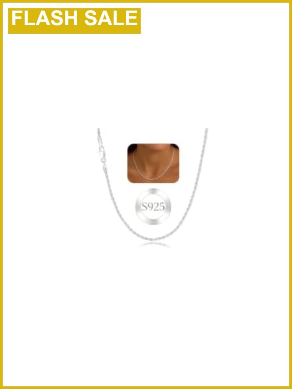 925 Sterling Silver Rope Chain Necklace for Women - Lobster Clasp 18 inch